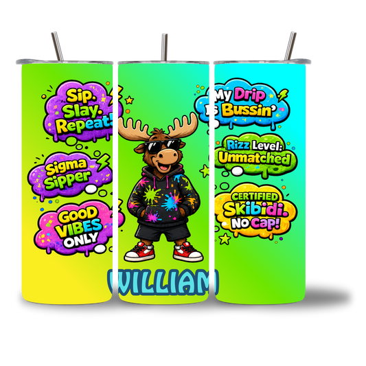 Moosie - No Cap 20oz water bottle personalized with name - Gen Alpha kids water bottle gift - Chatterbox Boutique