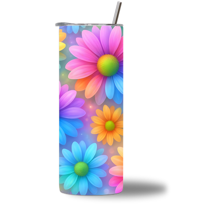 Bloomin' Bestie 20oz Tumbler - floral rainbow design - Chatterbox Boutique 