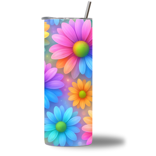 Bloomin' Bestie 20oz Tumbler - floral rainbow design - Chatterbox Boutique 