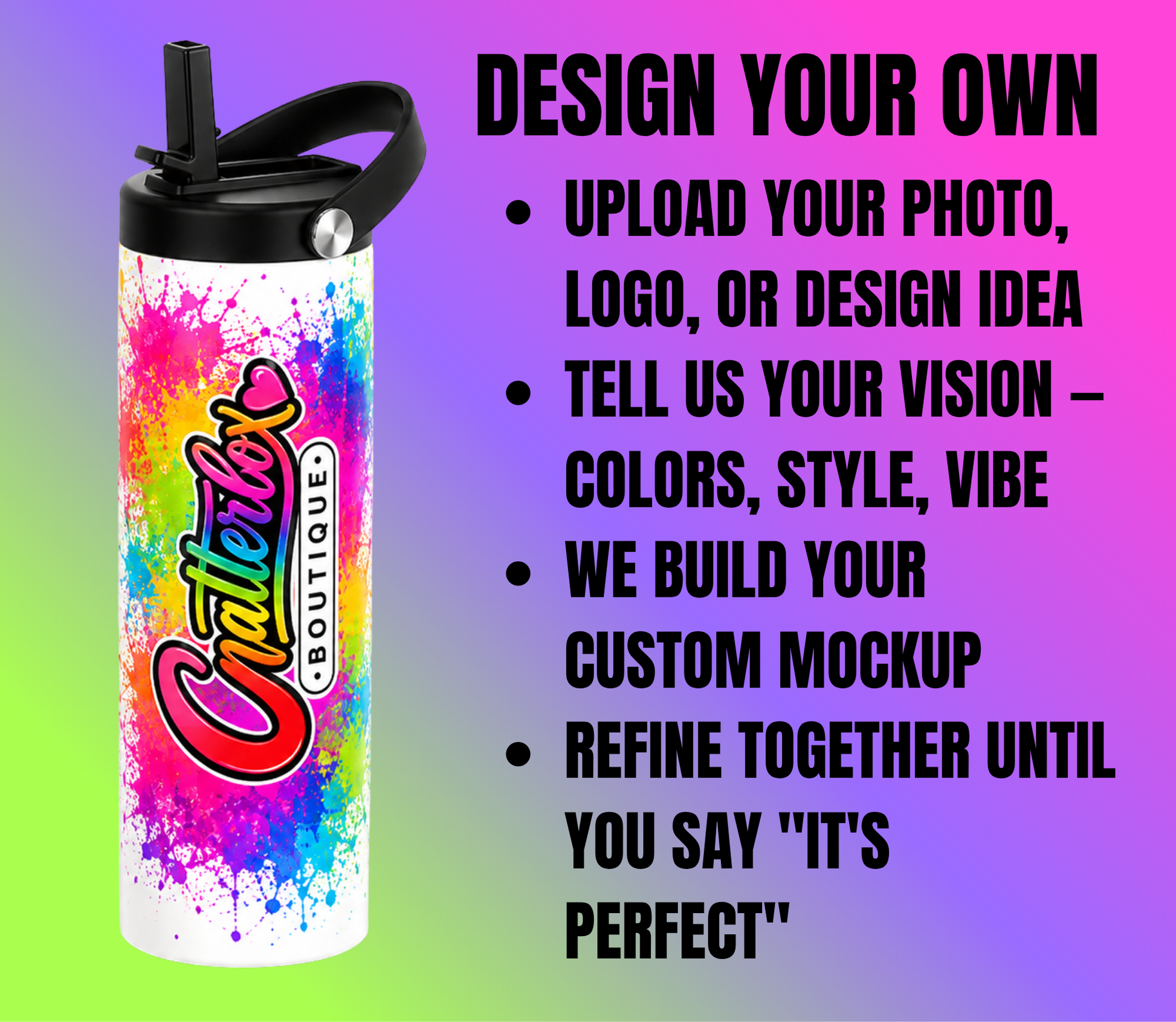 Design Your Own Custom Water Bottle - Chatterbox Boutique