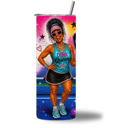 Dink Queen 20oz Water Bottle - Teal Pickleball Design - Chatterbox Boutique