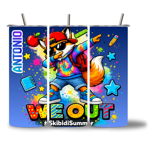 Foxie We Out 20oz Water Bottle - #skibidisummer personalized with name - Chatterbox Boutique