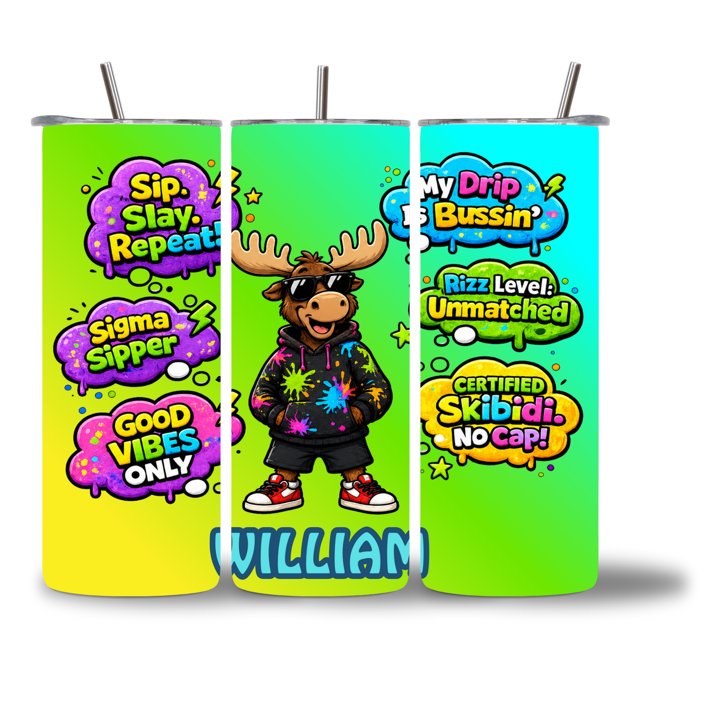 Moosie - No Cap 20oz water bottle personalized with name - Gen Alpha kids water bottle gift - Chatterbox Boutique