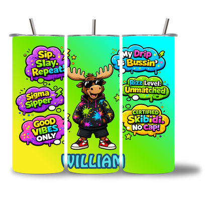 Moosie - No Cap 20oz water bottle personalized with name - Gen Alpha kids water bottle gift - Chatterbox Boutique
