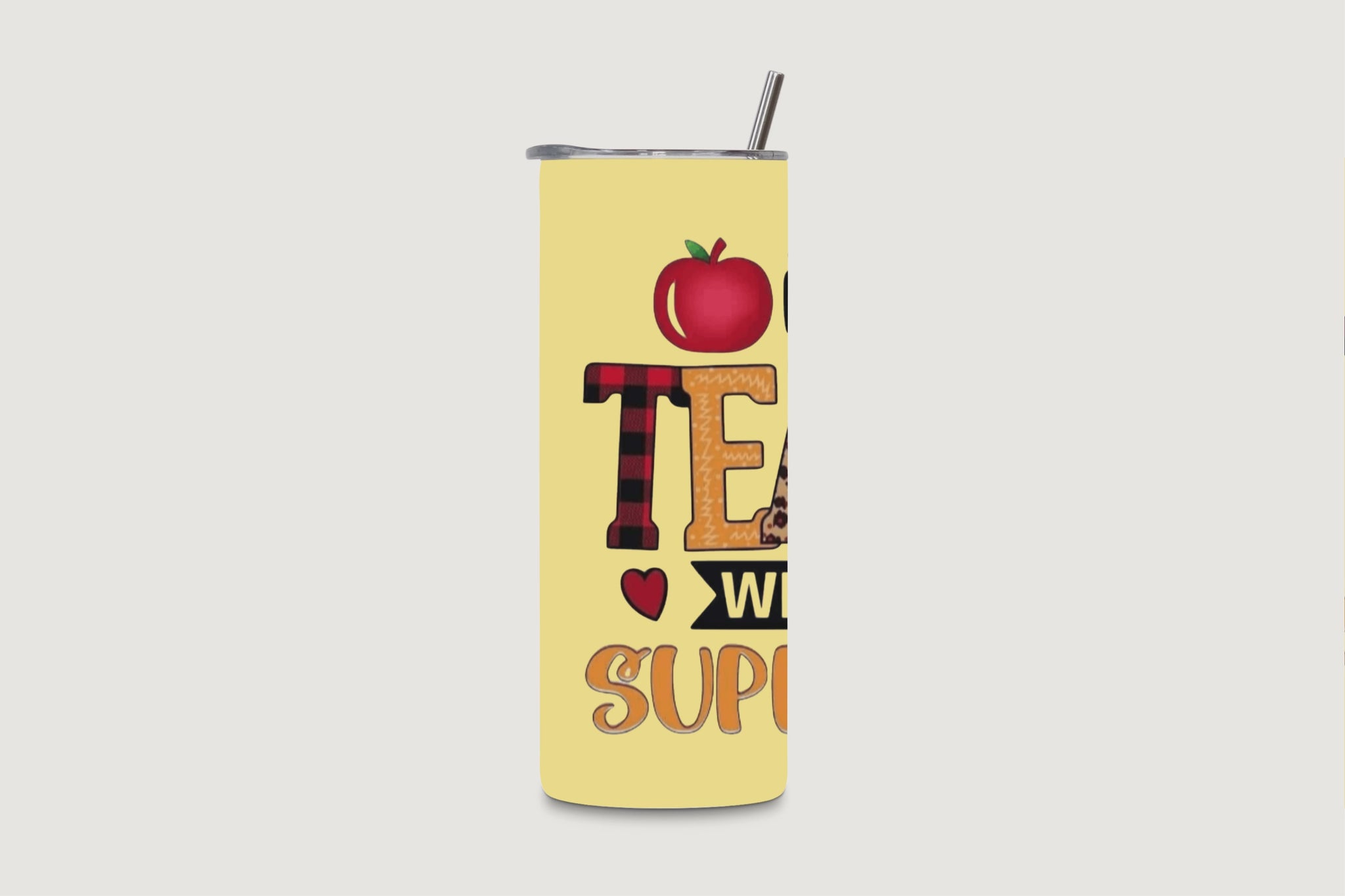 20oz water bottle featuring "I'm a TEACHER, What's Your Superpower?" rotating design