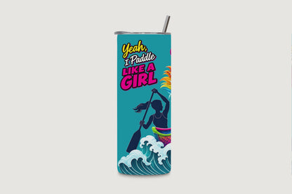 Paddle Like a Girl Dragon Boat 20oz Water Bottle - rainbow dragon head design - rotating - Chatterbox Boutique