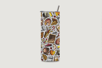 20oz water bottle rotating video showing the fall-themed Teacher design on all sides.