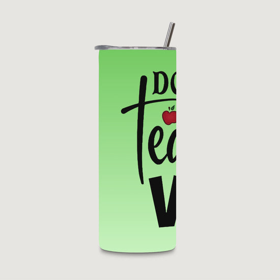 20oz water bottle featuring "Don't Make Me Use My Teacher Voice" rotating view