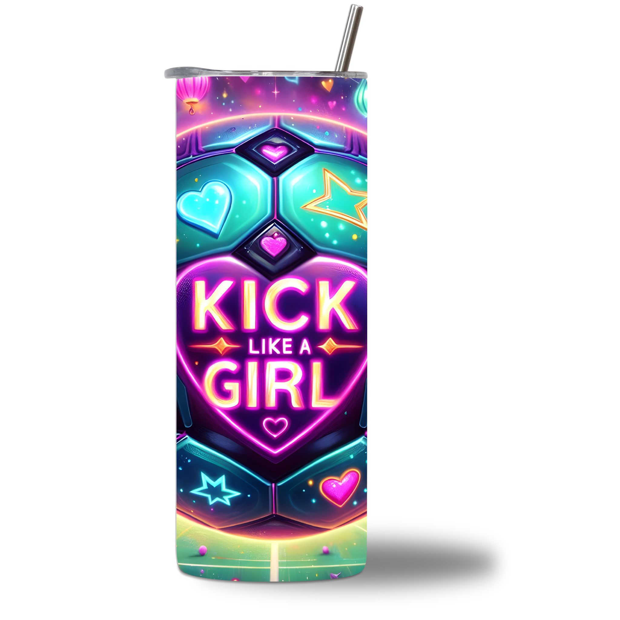 Kick Like a Girl Soccer Water Bottle - 360 Rotating View - Chatterbox Boutique