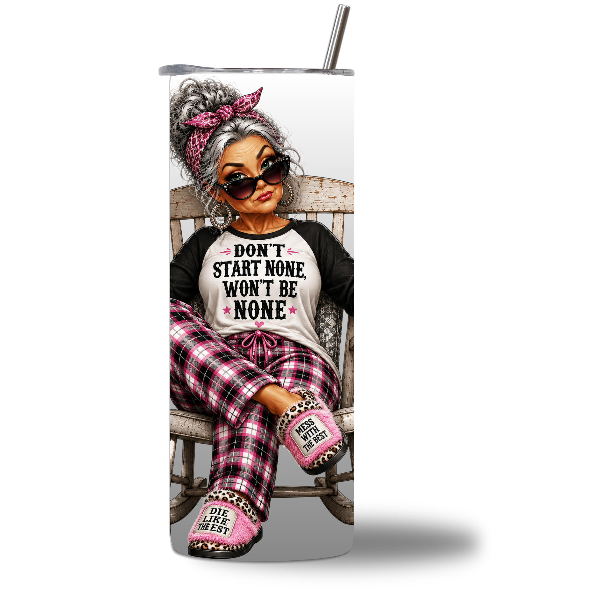 20oz water bottle featuring "Don't Start None, Won't Be None" Southern Sass rotating design