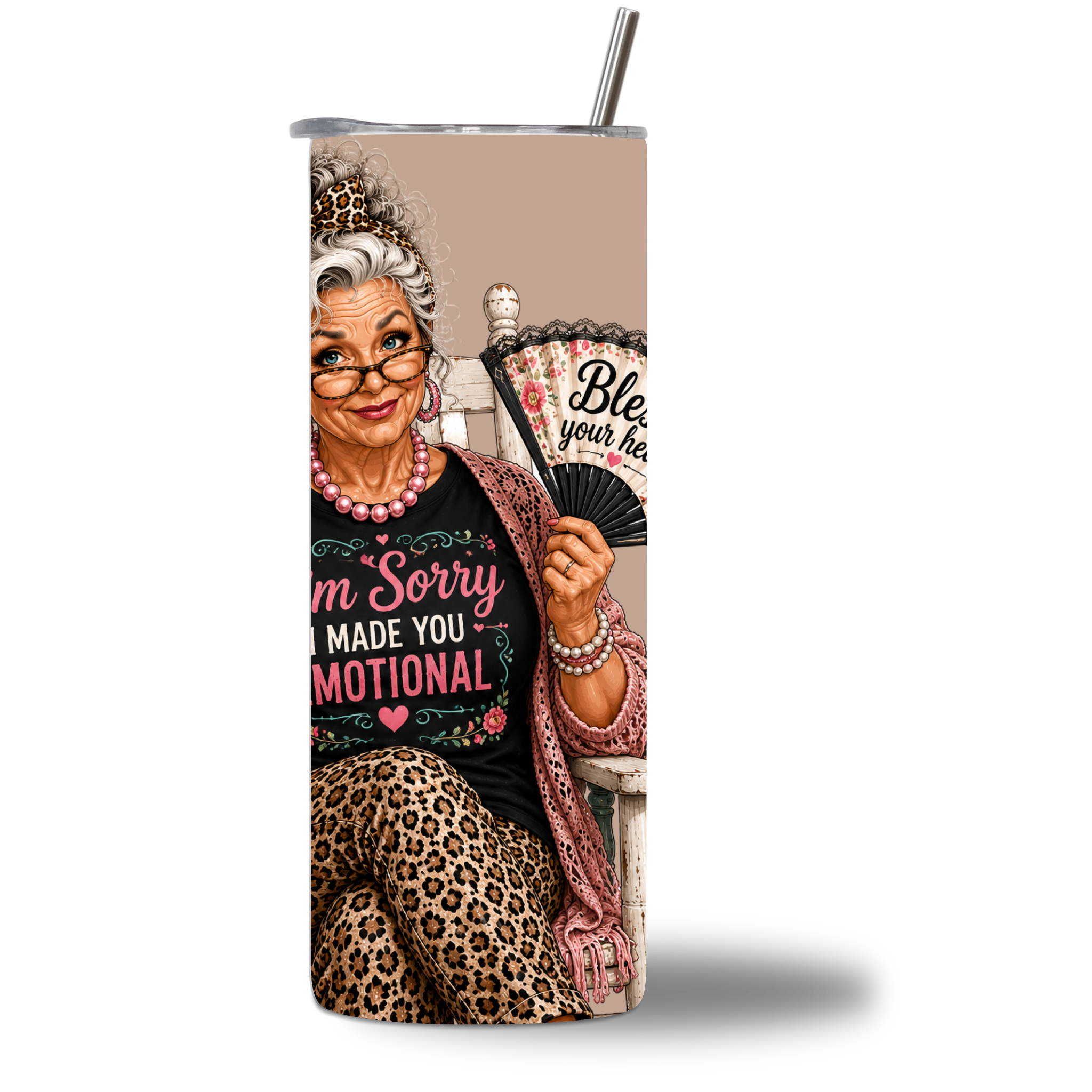 Seasoned & Snarky 20oz water bottle rotating video showing the "Made You Emotional" design on all sides.