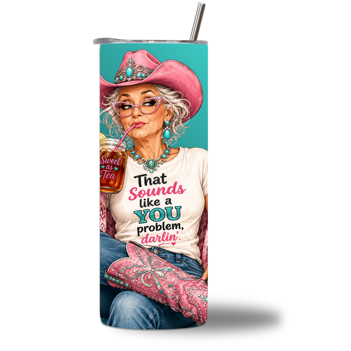 20oz water bottle featuring Southern Sass - "That Sounds Like a You Problem, Darlin'" rotating design