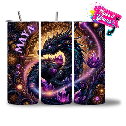 Black Crystal Dragon - The Mystic 20oz water bottle - personalized - Chatterbox Boutique