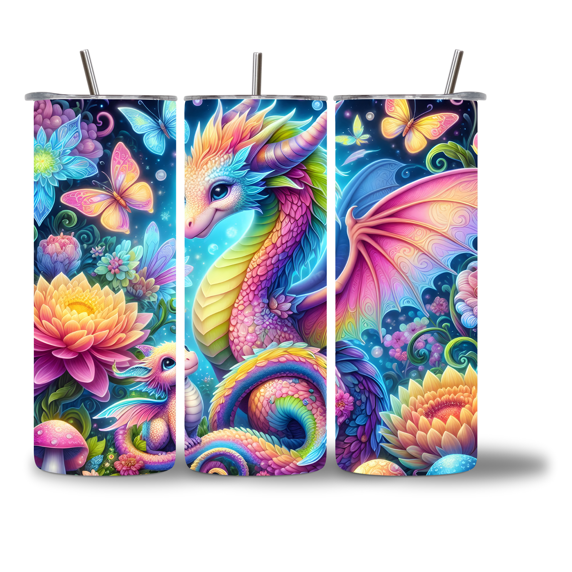rainbow-dragon-the-dreamer-tumbler-20oz-three-views-chatterbox-boutique
