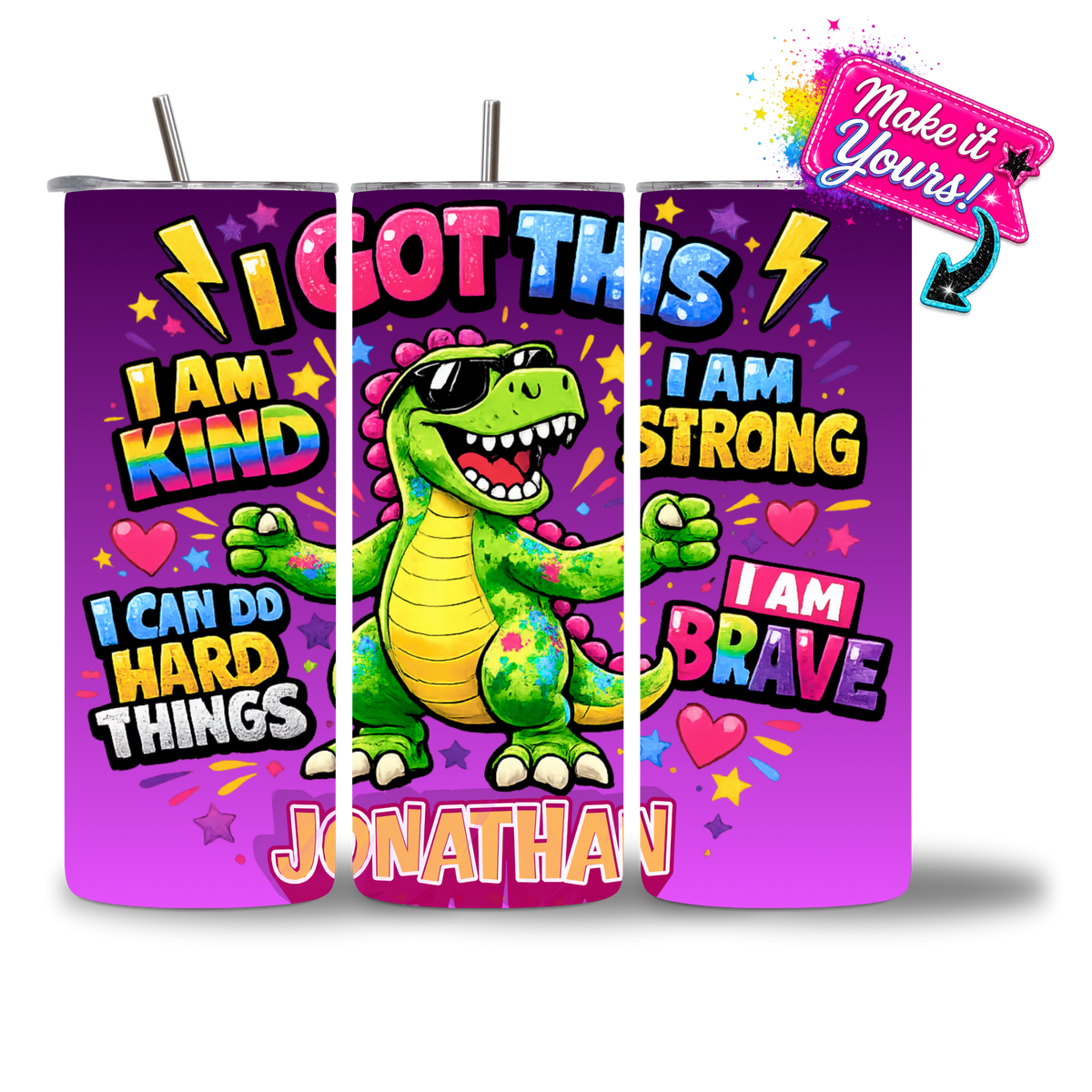 Rexie I Got This 20oz Water Bottle - personalized affirmation dino - Chatterbox Boutique