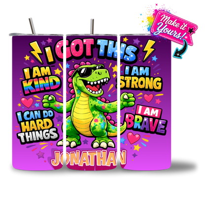 Rexie I Got This 20oz Water Bottle - personalized affirmation dino - Chatterbox Boutique