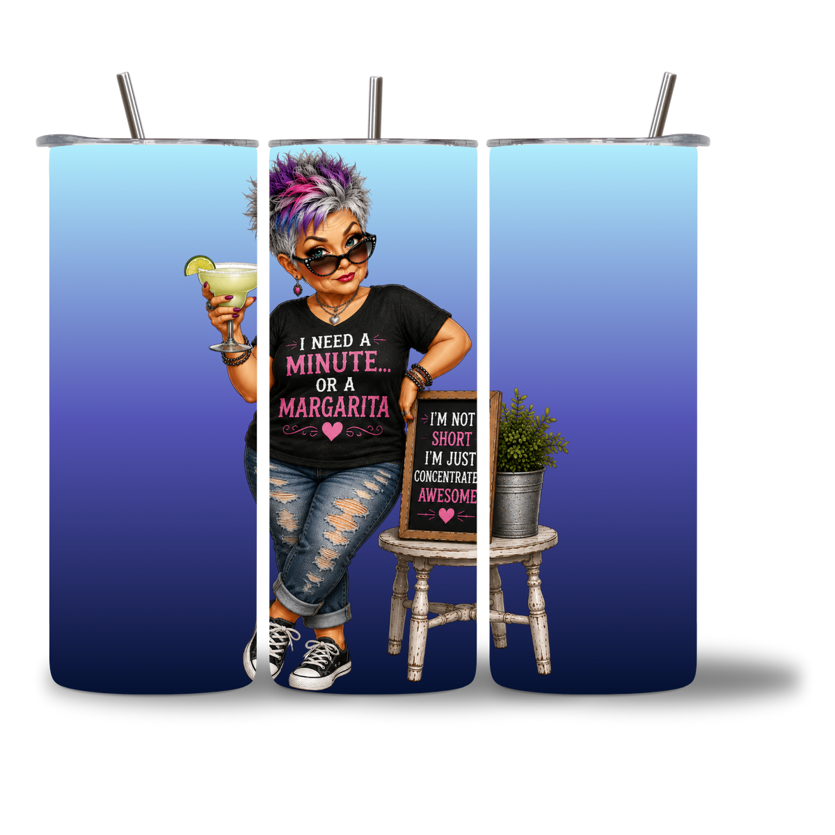 Seasoned & Snarky 20oz water bottle featuring "I'm Not Short, I'm Just Concentrated Awesome."