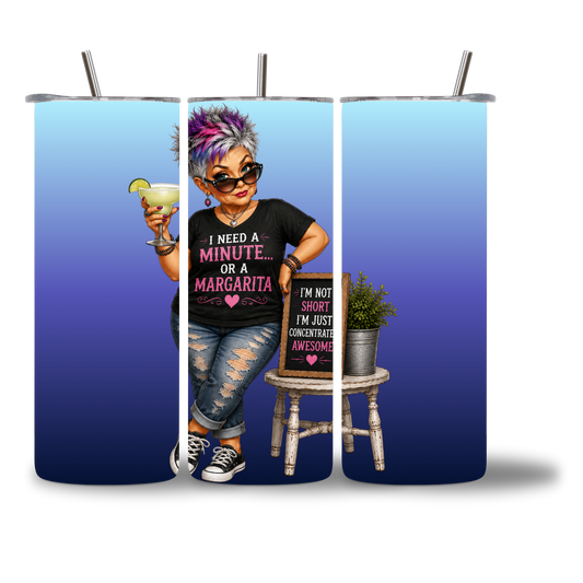 Seasoned & Snarky 20oz water bottle featuring "I'm Not Short, I'm Just Concentrated Awesome."