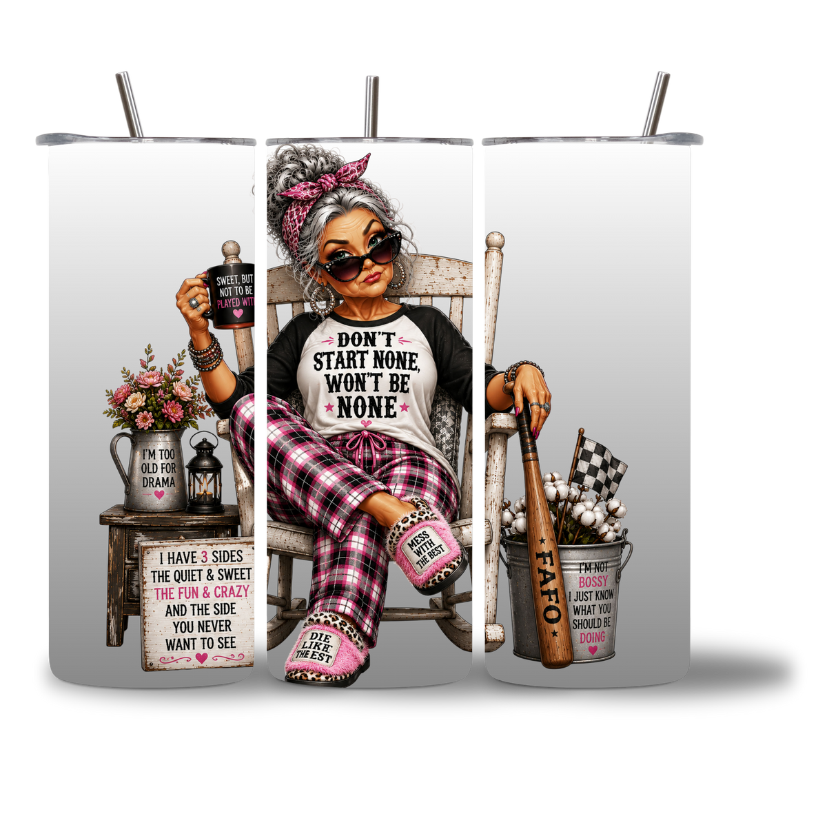 20oz water bottle featuring "Don't Start None, Won't Be None" Southern Sass