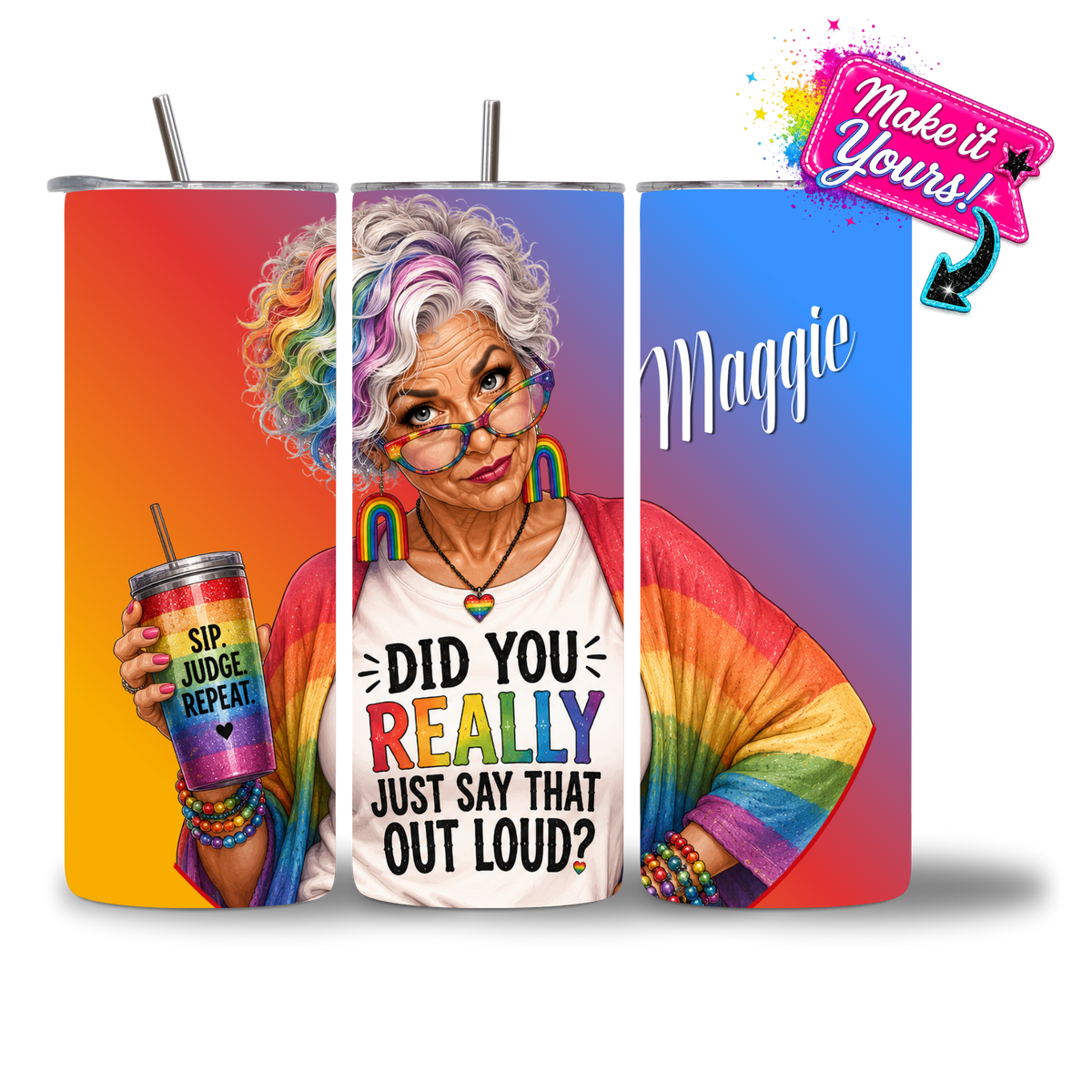 Did You Really Just Say That Out Loud? 20oz Water Bottle - personalized