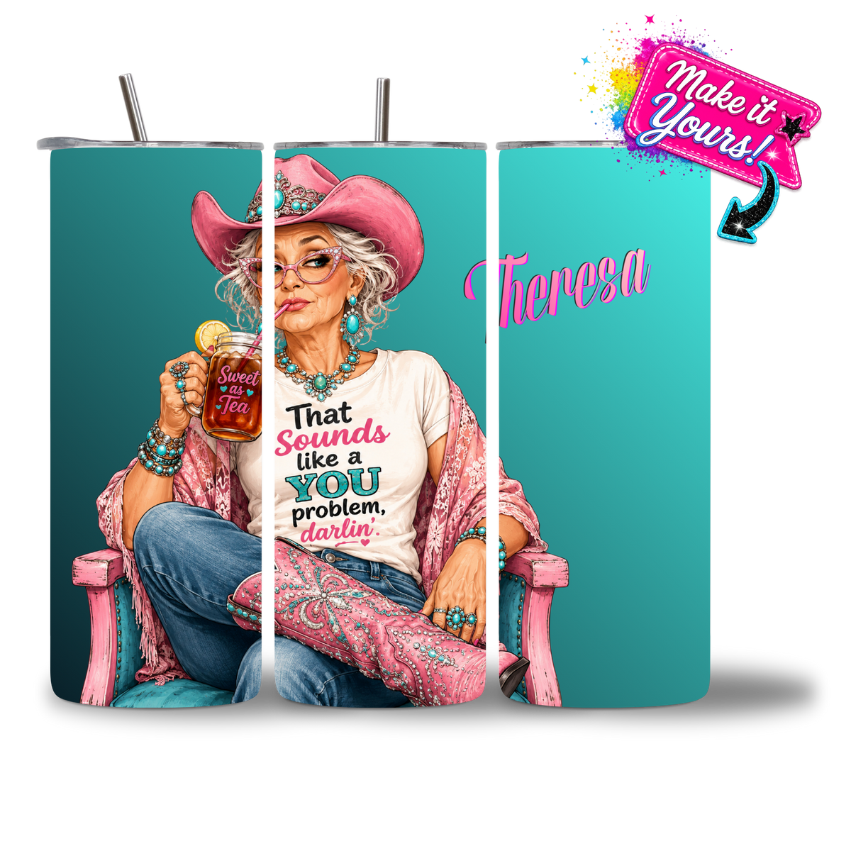 20oz water bottle featuring Southern Sass - "That Sounds Like a You Problem, Darlin'" personalized