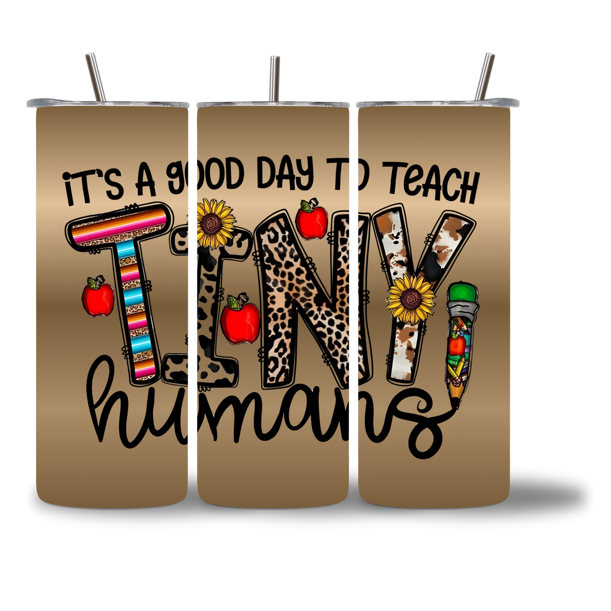20oz water bottle featuring "It's a good day to Teach Tiny Humans" 